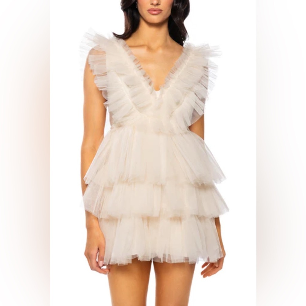Elegant Cream Ruffle Mini Dress